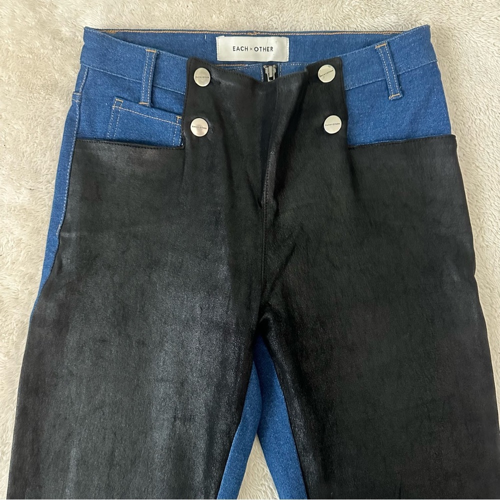 Each x Other Genuine Leather Denim High Rise Skinny Sailor Jeans sz 26